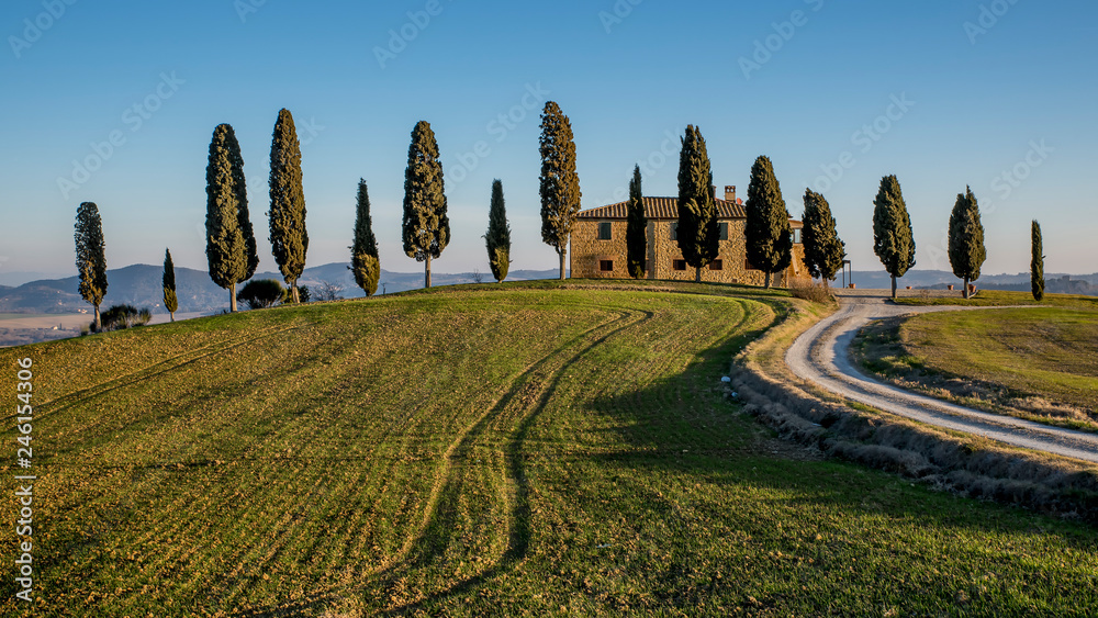 A glimpse of the countryside near Pienza, Siena, Tuscany, Italy