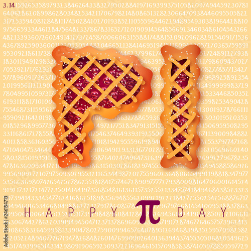 Happy Pi Day! Celebrate Pi Day. Mathematical constant. March 14th (3/14). Ratio of a circle’s circumference to its diameter. Constant number Pi. Cherry pie