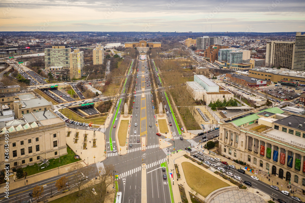 Obraz premium Aerial of Logan Circle Philadelphia