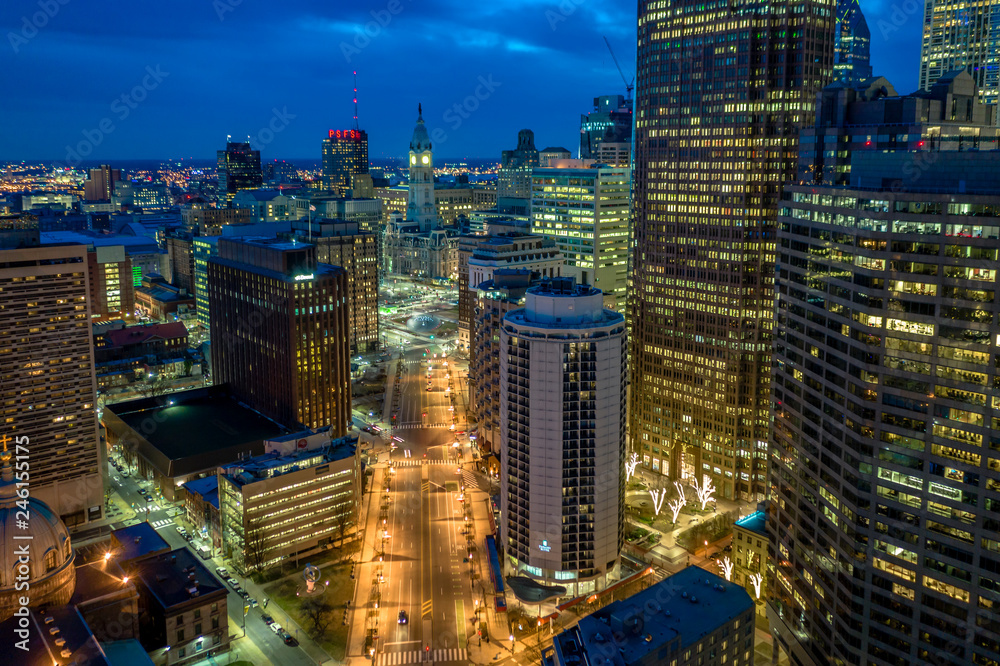 Fototapeta premium Aerial of Logan Circle Philadelphia