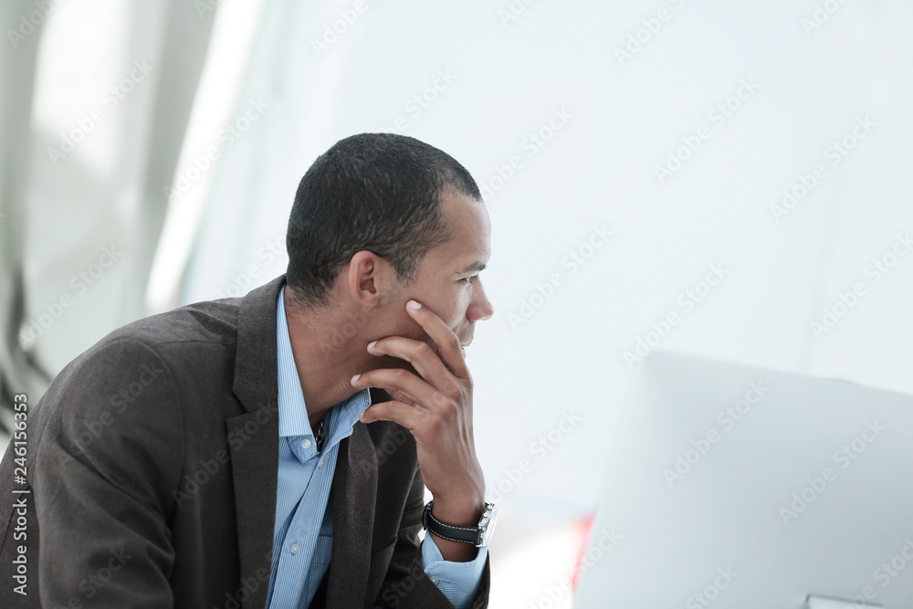 closeup .young businessman looking at copy space closeup .young businessman looking at copy space