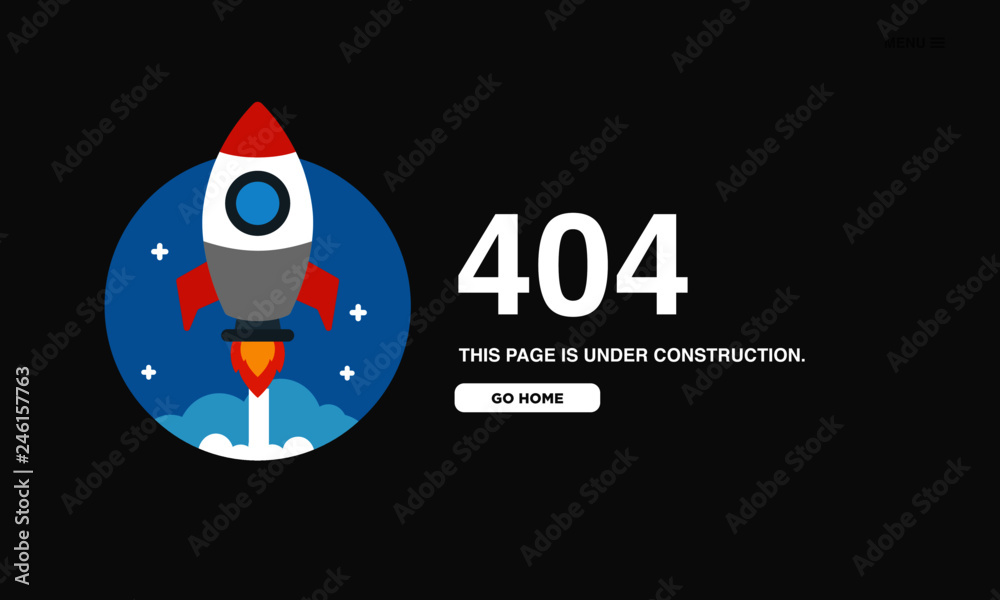 Oops 404 Page Interface Design with Rocket Ship Vector Illustration Oops 404 Page Interface Design with Rocket Ship Vector Illustration