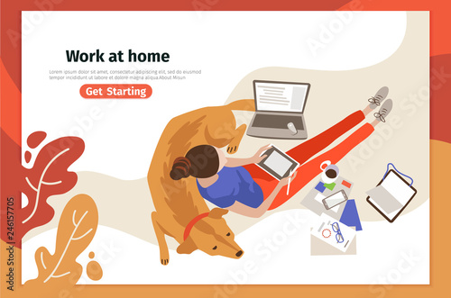 Work at home landing page vector template