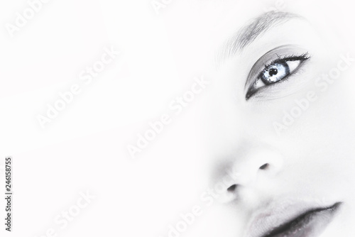 Woman's face on a white background