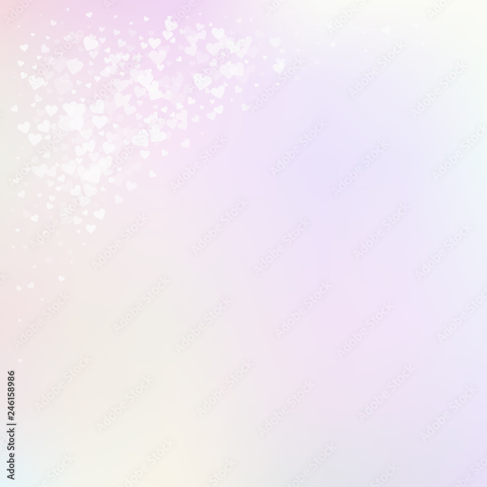 White heart love confettis. Valentine's day corner White heart love confettis. Valentine's day corner