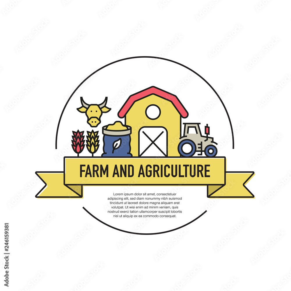 FARM AND AGRICULTURE LINE ICON SET