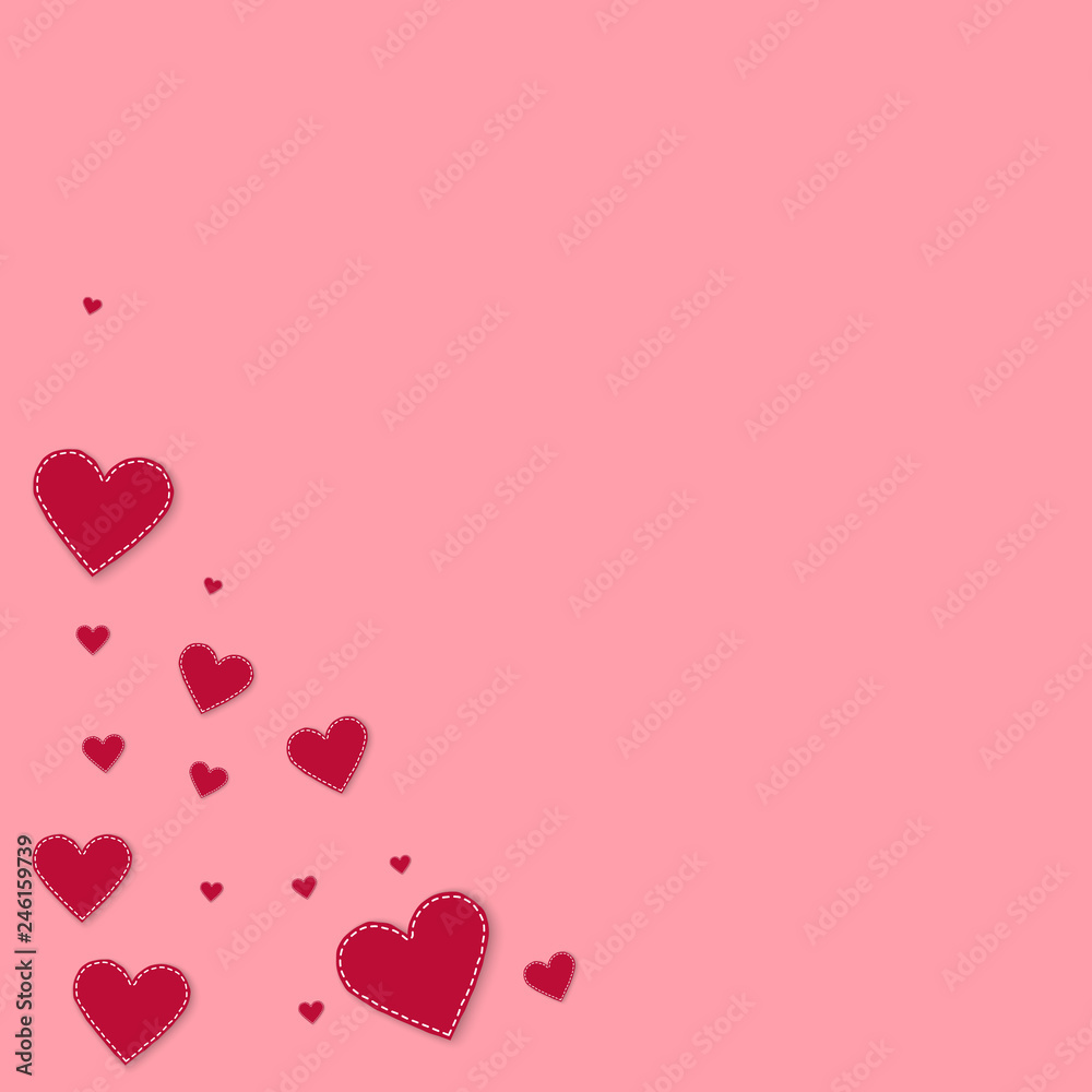 Red heart love confettis. Valentine's day corner l