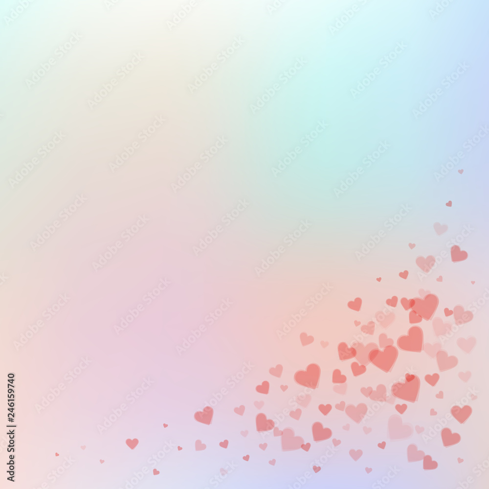 Red heart love confettis. Valentine's day corner d Red heart love confettis. Valentine's day corner d