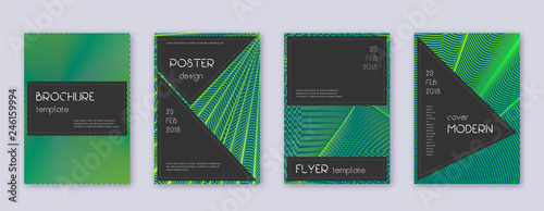 Black brochure design template set. Green abstract