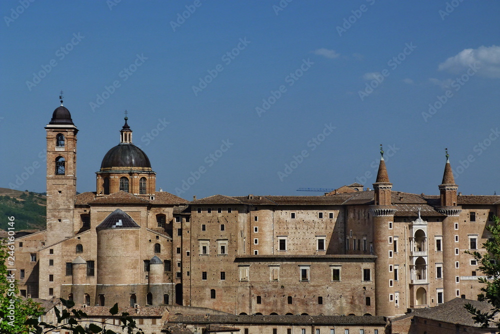 View of center of Urbino, Marche, Italy
