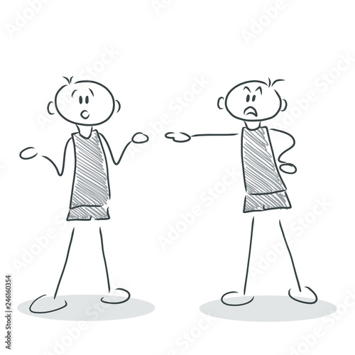 Figuren diskutieren, Figur beschuldigt andere Figur