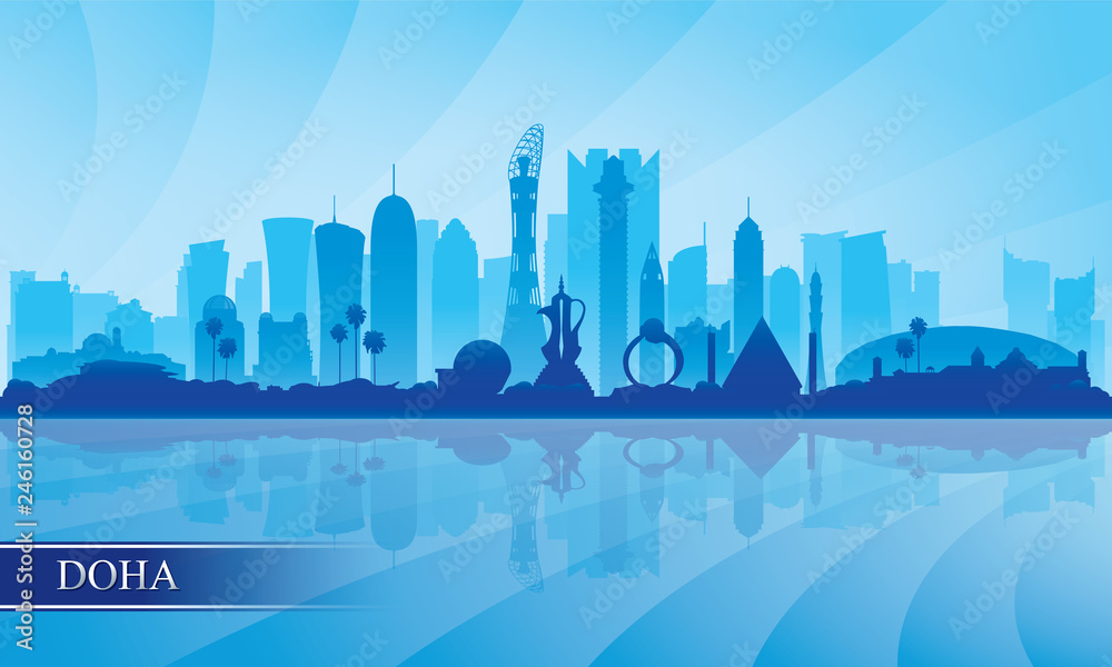 Doha city skyline silhouette background