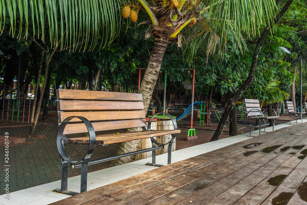 Obraz premium bench at the park without people
