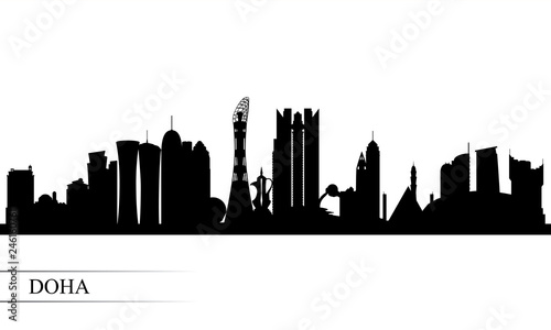 Doha city skyline silhouette background