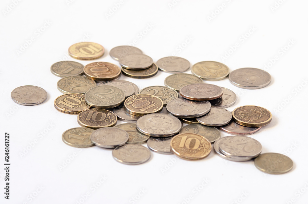 Russian ruble coin in the middle plane of the plan. Russian ruble coin in the middle plane of the plan.