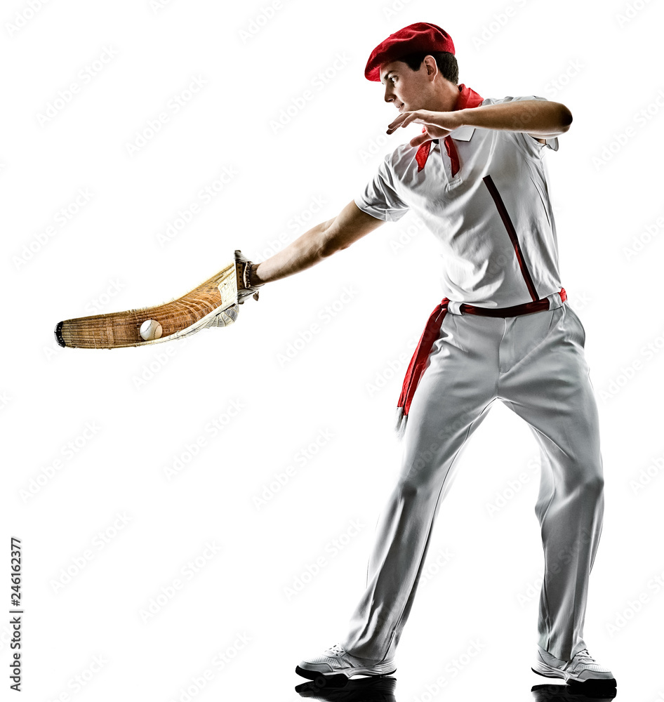 one caucasian Jai alai Basque pelota Cesta Punta player man isolated on