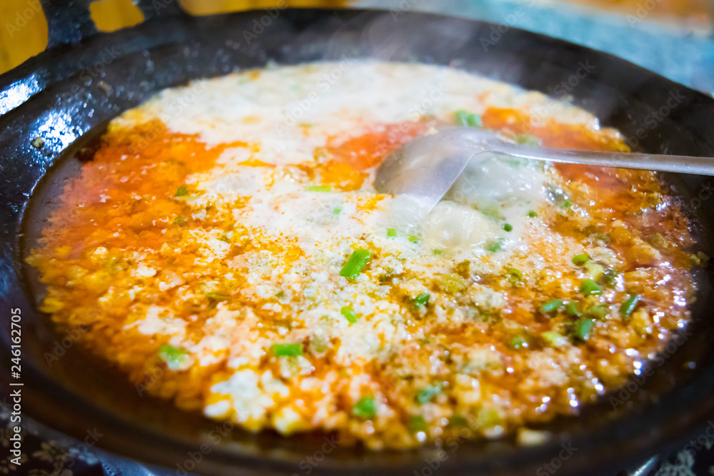 zhang guan he zha (Chinese tu zia zu cuisine stew of pork mince and tofu in Hubei ) zhang guan he zha (Chinese tu zia zu cuisine stew of pork mince and tofu in Hubei )