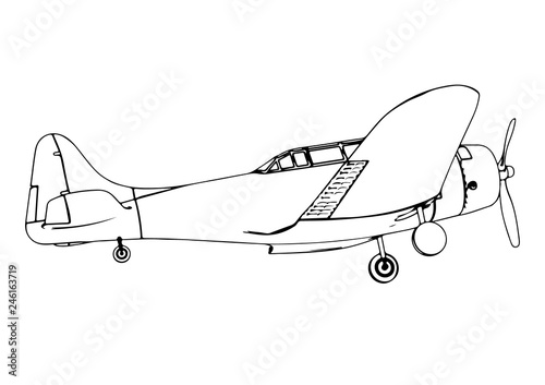 old military aircraft vector sketch