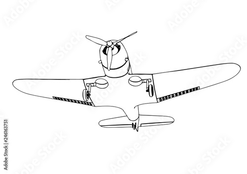 old military aircraft vector sketch
