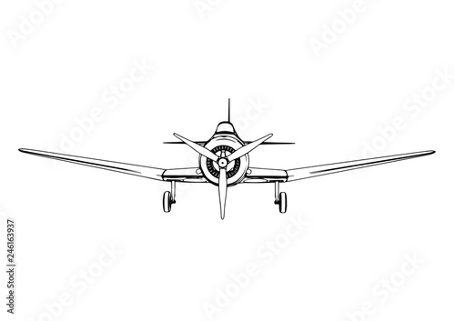 old military aircraft vector sketch