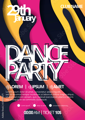 Vector image of colorful dance flyer, night party poster, night club poster template, disco