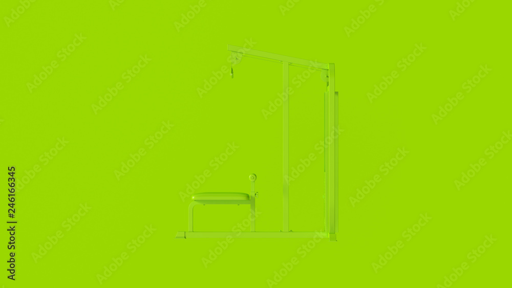 Green Lats Pull Down Weight Machine 3d illustration Green Lats Pull Down Weight Machine 3d illustration