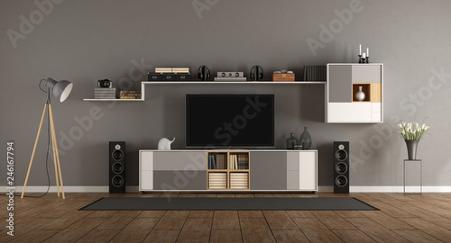Bild auf Leinwand Minimalist room with home cinema system