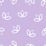 Seamless lotus vector on violet background. Geometric flower lotos yoga pattern