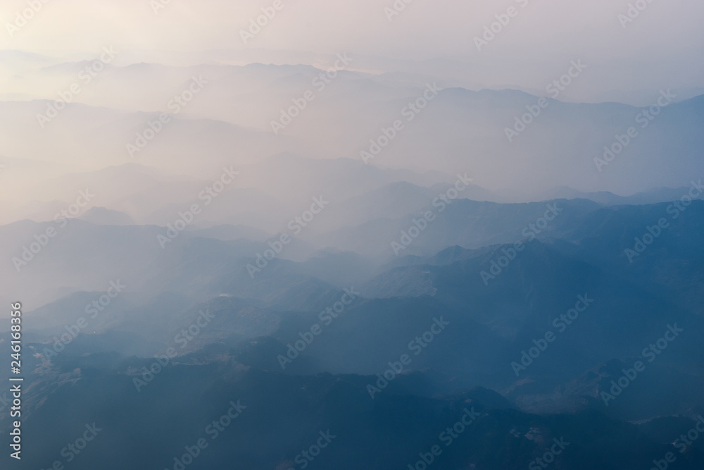 Layer of mountains view in the morning. Layer of mountains view in the morning.