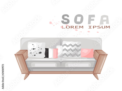Modern sofa Vector. Furniture icon design. Sale decorations