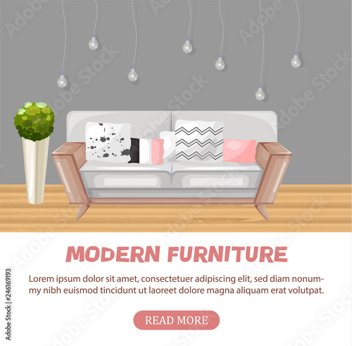 Modern sofa isolated Vector. Furniture icon design. Sale decorations.