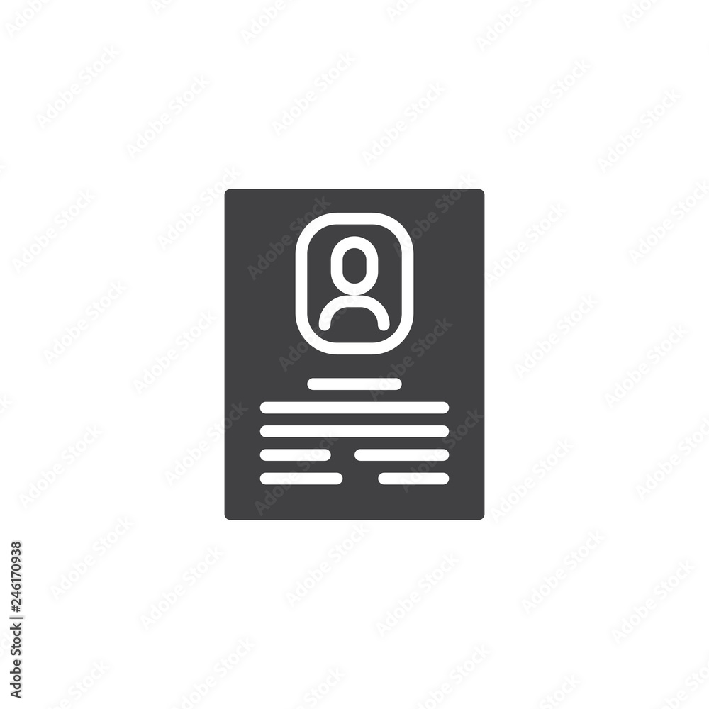 Work profile vector icon. filled flat sign for mobile concept and web design. Resume cv document simple solid icon. Symbol, logo illustration. Pixel perfect vector graphics Work profile vector icon. filled flat sign for mobile concept and web design. Resume cv document simple solid icon. Symbol, logo illustration. Pixel perfect vector graphics