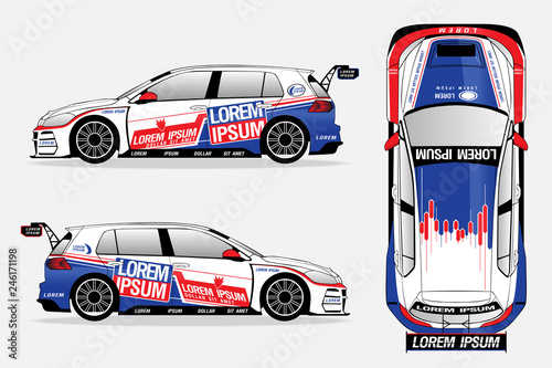 white sport car vector template on white background.