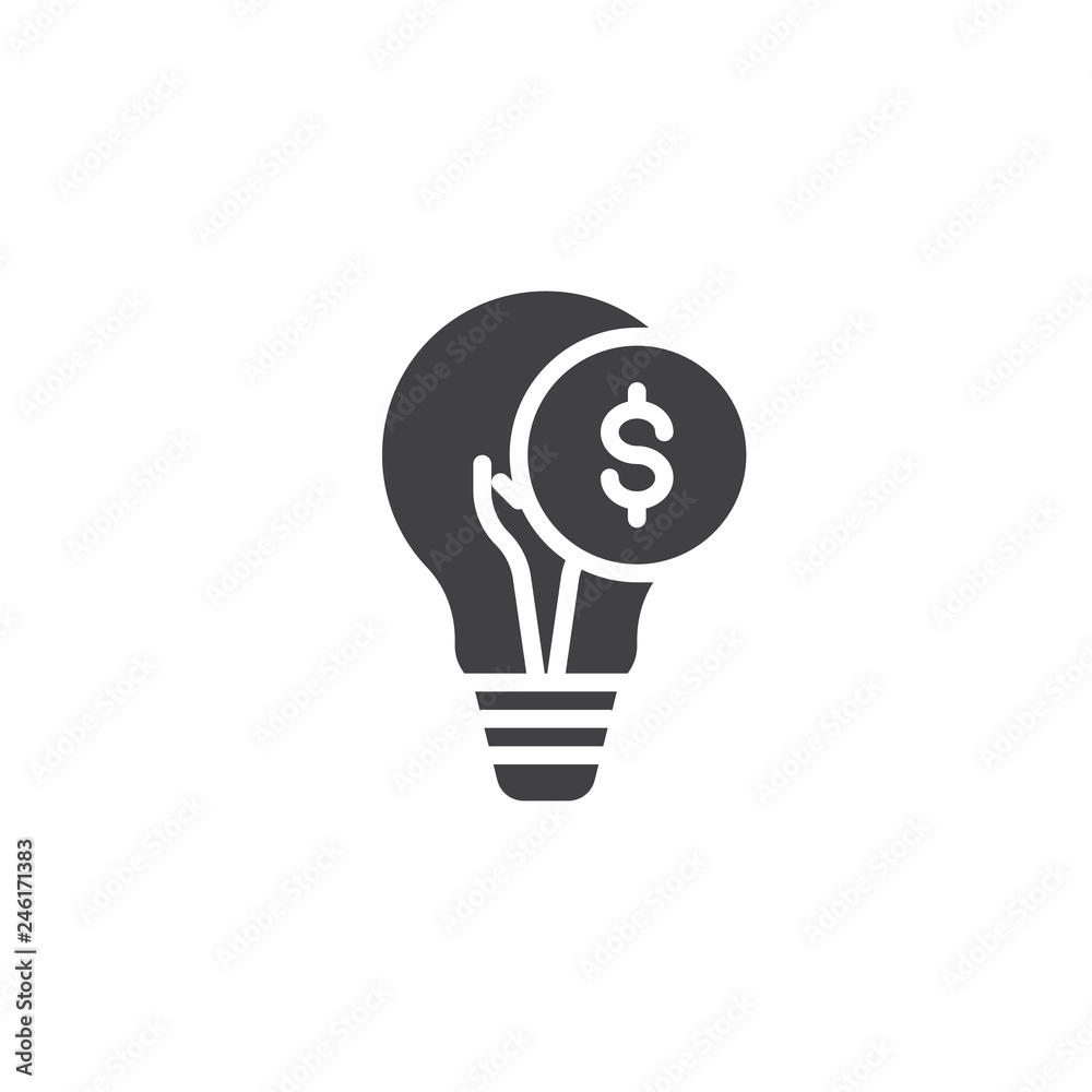 Business idea vector icon. filled flat sign for mobile concept and web design. Light bulb with dollar simple solid icon. Symbol, logo illustration. Pixel perfect vector graphics Business idea vector icon. filled flat sign for mobile concept and web design. Light bulb with dollar simple solid icon. Symbol, logo illustration. Pixel perfect vector graphics