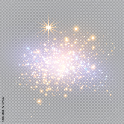 Glow light effect. Vector illustration. Christmas flash Concept. Vector illustration of abstract flare light rays. A set of stars, light and radiance, rays and brightness.