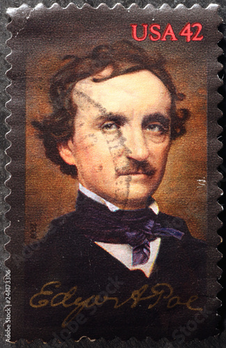 Edgar Allan Poe on american postage stamp photo