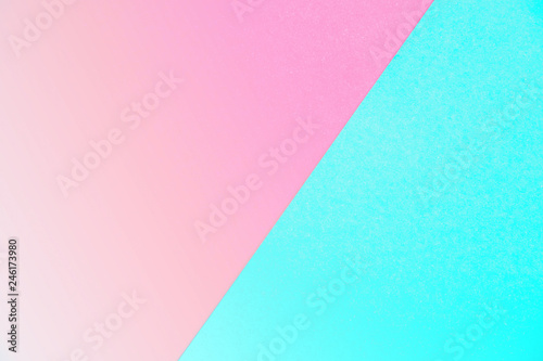 Creative top view layout of a blank sheet of paper pink and blue greeting card background with copy space. Pattern the concept of minimal geometry
