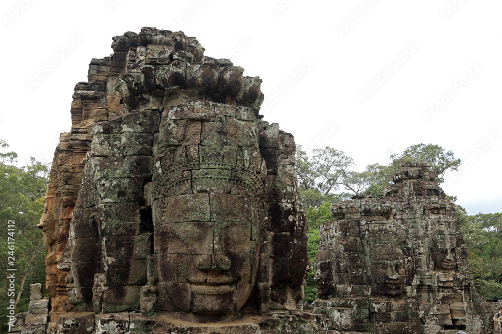 Faces of Lokesvara, Bayon Temple, Angkor, Cambodia 