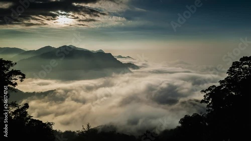 Mountains in the clouds at Alishan, Taiwan