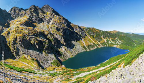 Fototapeta Naklejka Na Ścianę i Meble -  Panorama Czarnego Stawu Gąsienicowego oraz okolic Małego Kościelca, Tatry