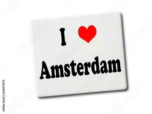 I love Amsterdam (Netherlands) souvenir refrigerator magnet isolated on white background
