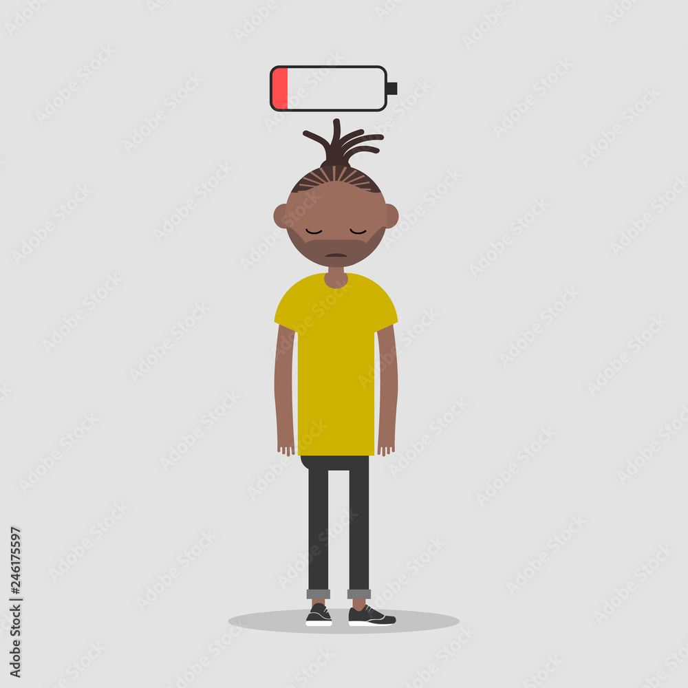 young exhausted character with low battery icon cartoon design Stock Vector | Adobe Stock young exhausted character with low battery icon cartoon design Stock Vector | Adobe Stock