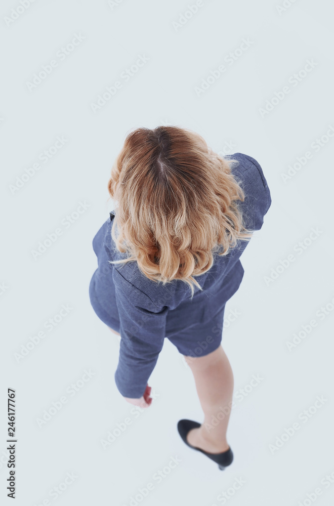 view from the top. modern business woman .isolated on white view from the top. modern business woman .isolated on white