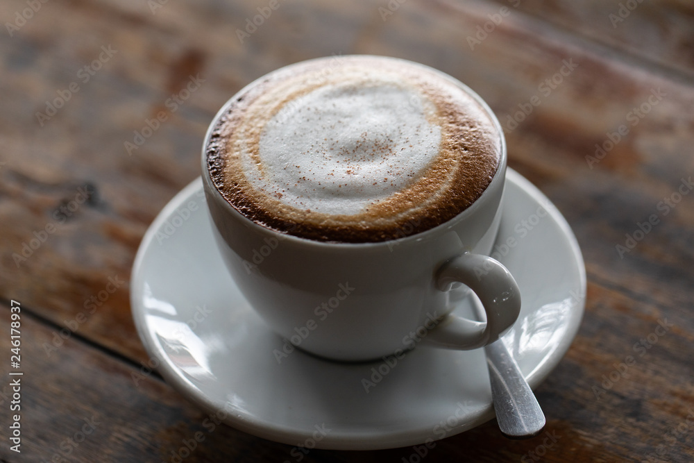 Fototapeta premium Backgrounds of Latte coffee. coffee cup latte art in shop.
