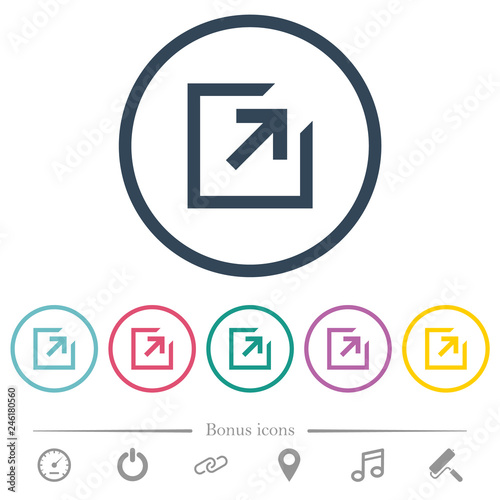 Export with inner arrow flat color icons in round outlines