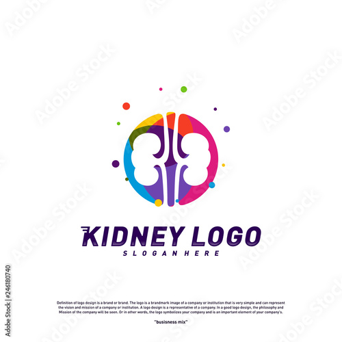Colorful Kidney Logo Design Concept. Urology Logo Vector Template