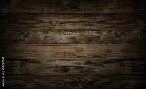 Wood planks texture dark background or wallpaper. overlap wooden wall horizontally have damage of old.