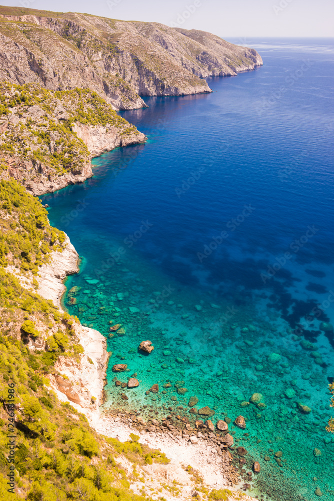 Costal landscape, greek coast in summer 