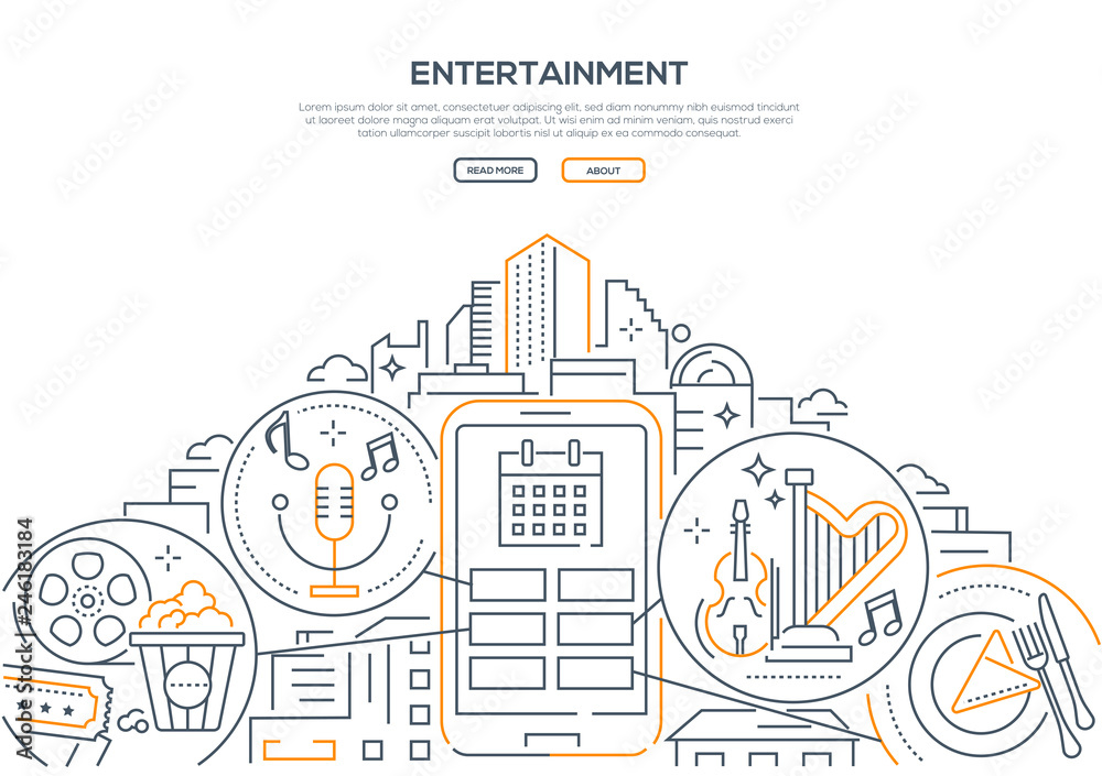 Entertainment - modern line design style web banner