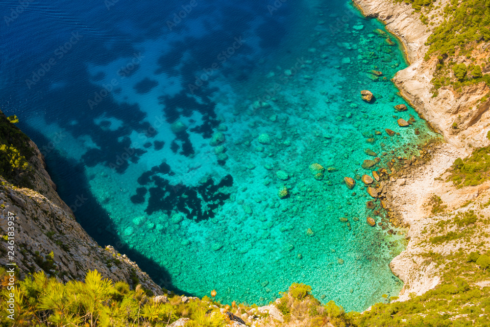 Picturesque bay on mediterranean sea coast in Greece